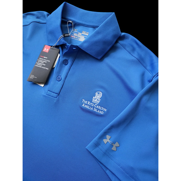 NWT UNDER ARMOUR The Ritz-Carlton Amelia Island Golf Polo UPF50 Blue SIze M - Picture 4 of 9